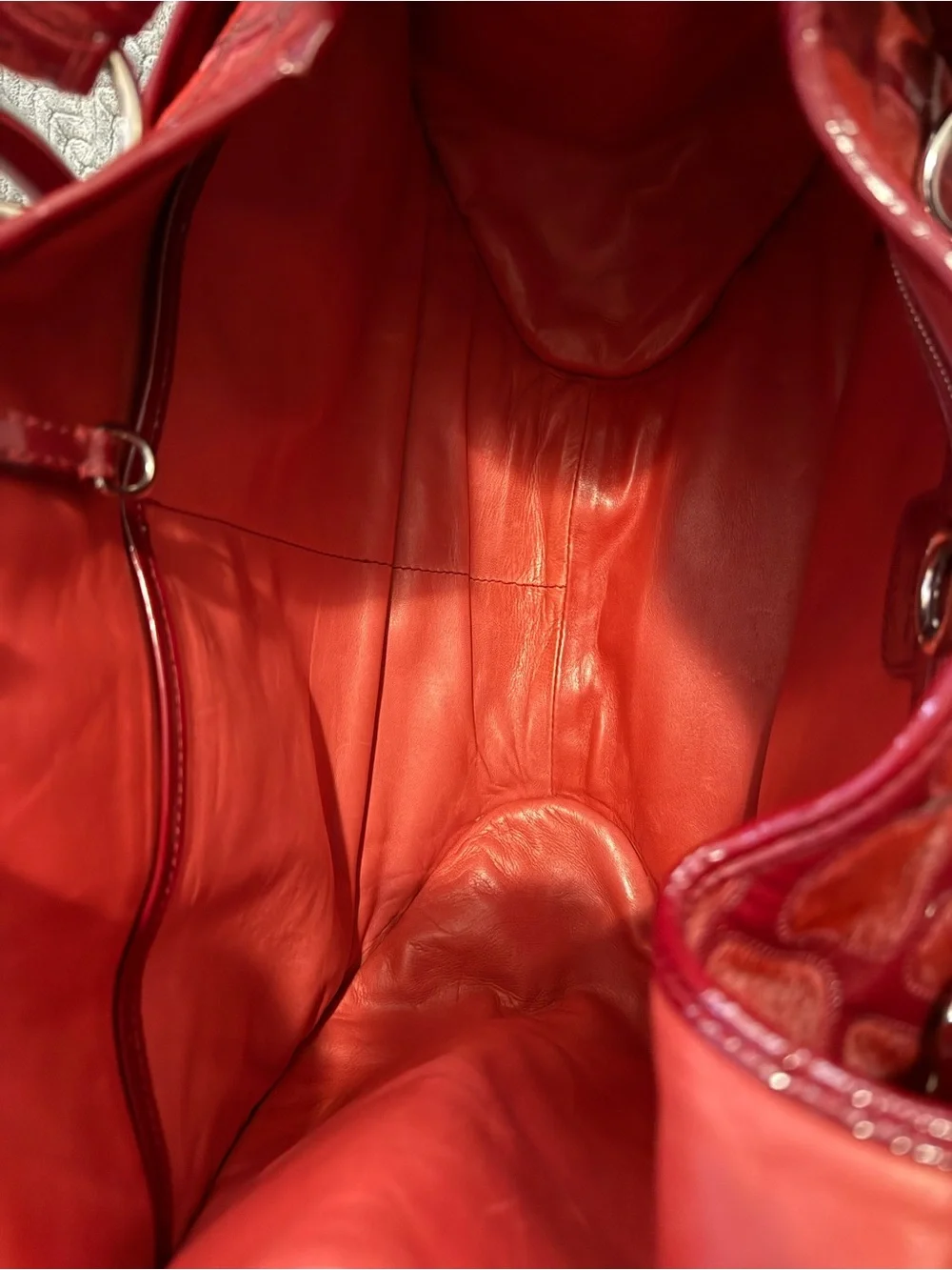 Christian Dior Vintage Red Pony Hair Hobo Bag with Metal D-Ring Accent